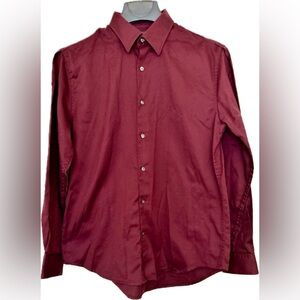 Perry Ellis Men’s Large Maroon Long Sleeve Dress Shirt